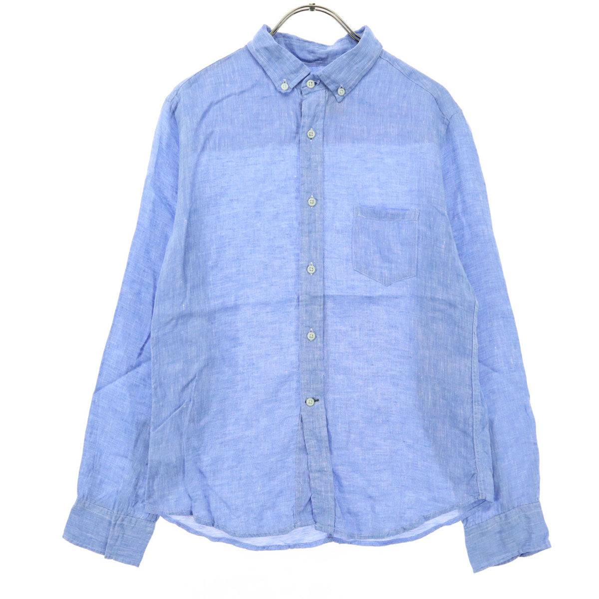 美品 GITMANBROS. ギットマンブラザーズ USA 長袖 ボタンダウン リネンシャツ M ブルー系 メンズ