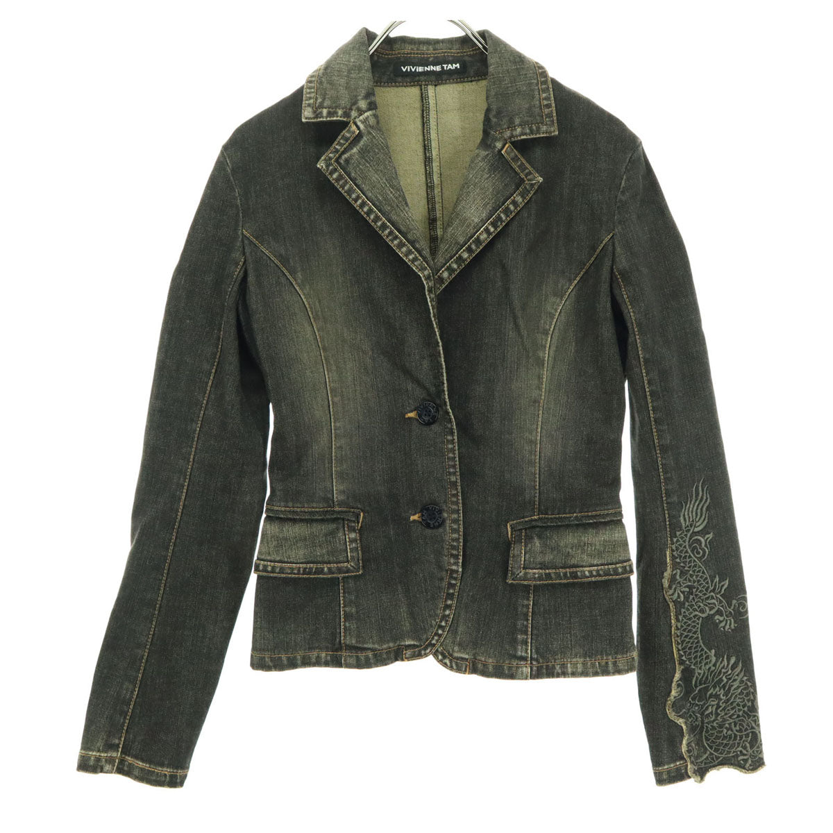 VIVIENNE TAM ヴィヴィアンタム 日本製 刺繍 長袖 デニムジャケット 0 グレー レディース
