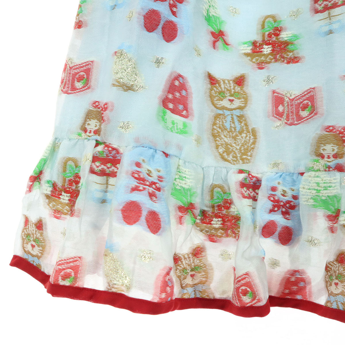 美品 yukiemon ユキエモン 日本製 総柄 ロング丈 スカート M ブルー レディース