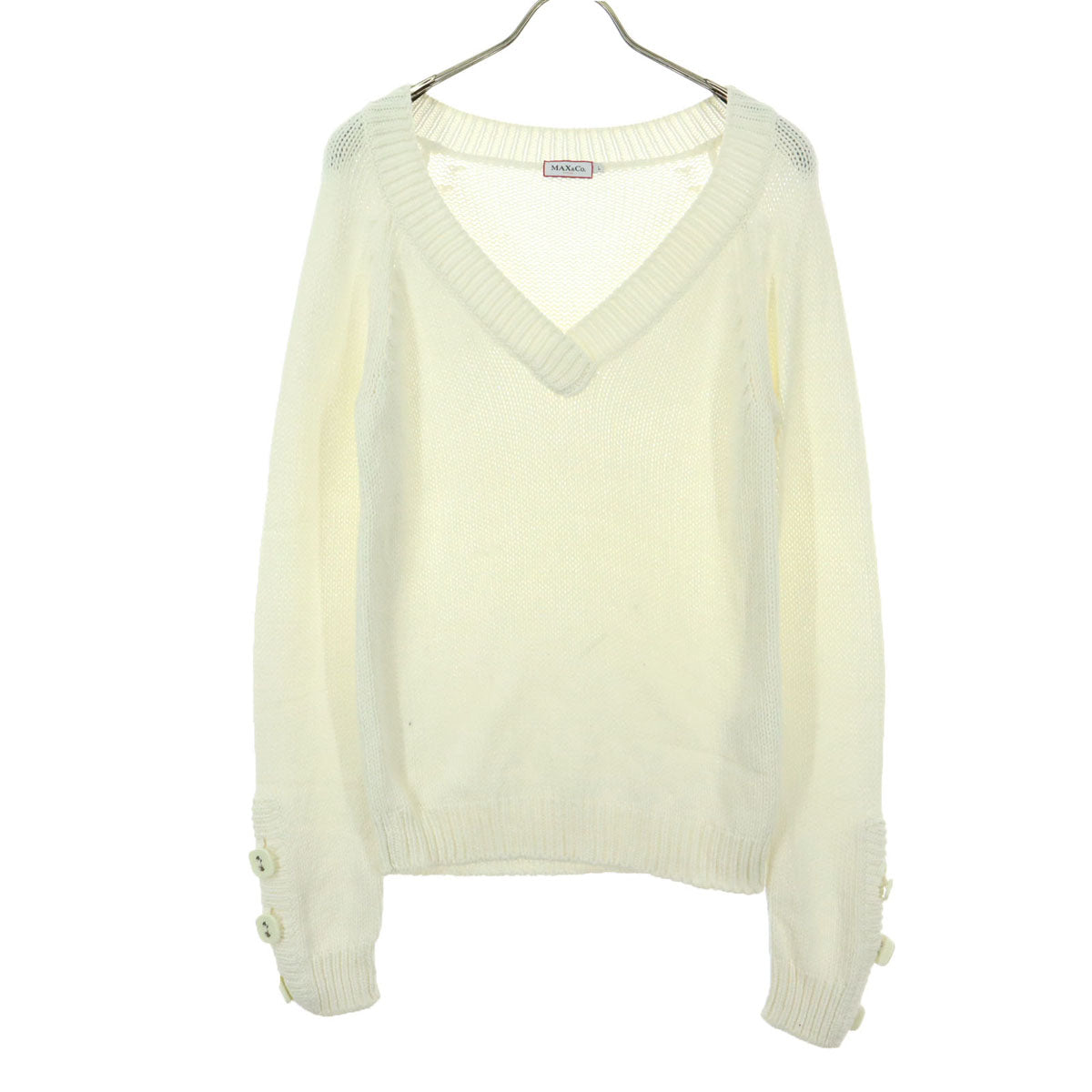 MAX&CO マックスアンドコー 長袖 Vネック ニット L ホワイト レディース