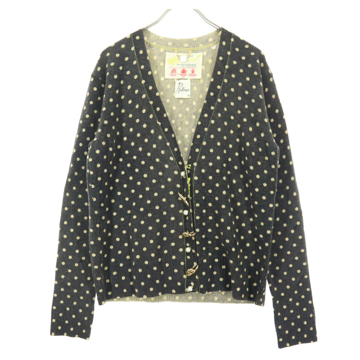 MUVEIL ミュベール ドット柄 長袖 カーディガン ブラウン系 レディース