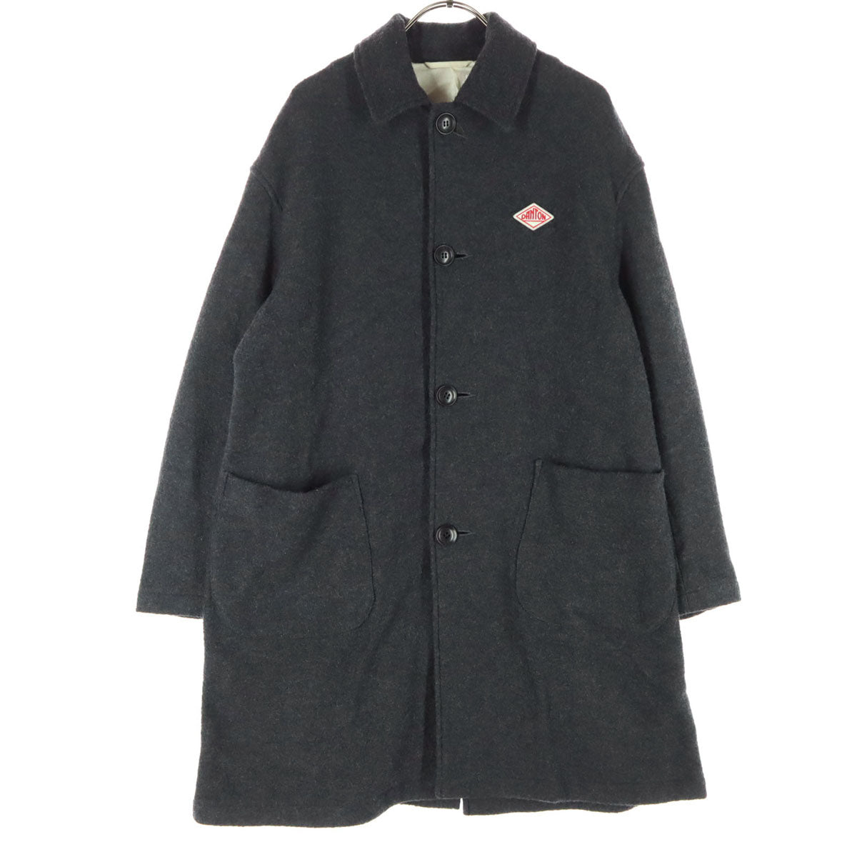 美品 Danton ダントン 日本製 ワッペン 長袖 ロングコート 34 ブラック メンズ