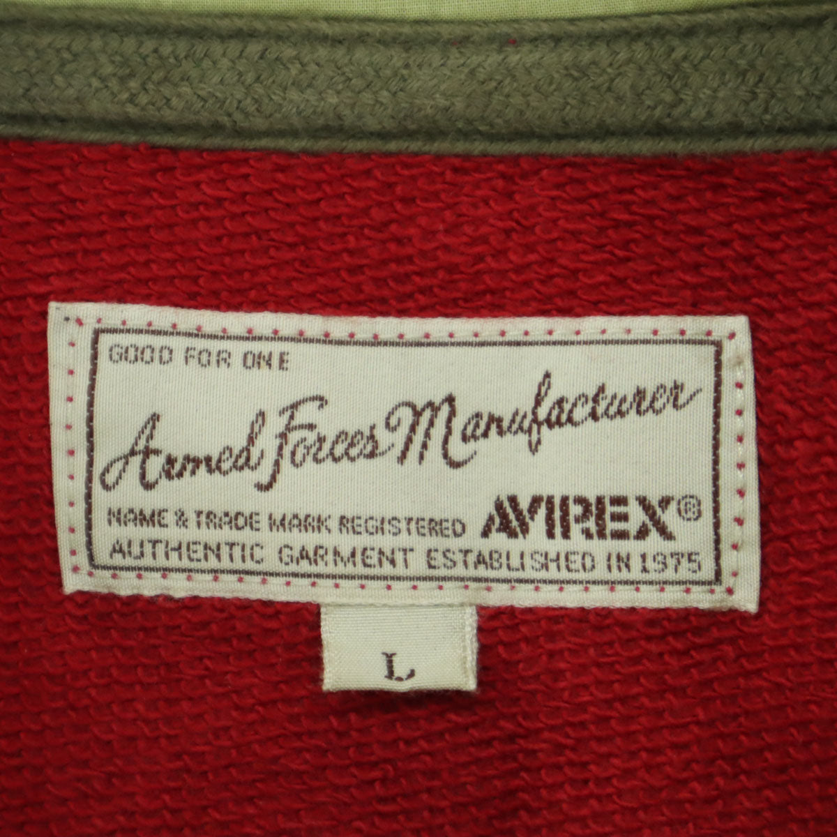 AVIREX アビレックス ワッペン 長袖 ジップパーカー L レッド メンズ