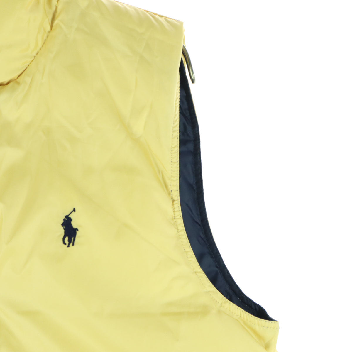 美品 Polo by Ralph Lauren ポロバイラルフローレン リバーシブル ダウンベスト S イエロー ネイビー メンズ