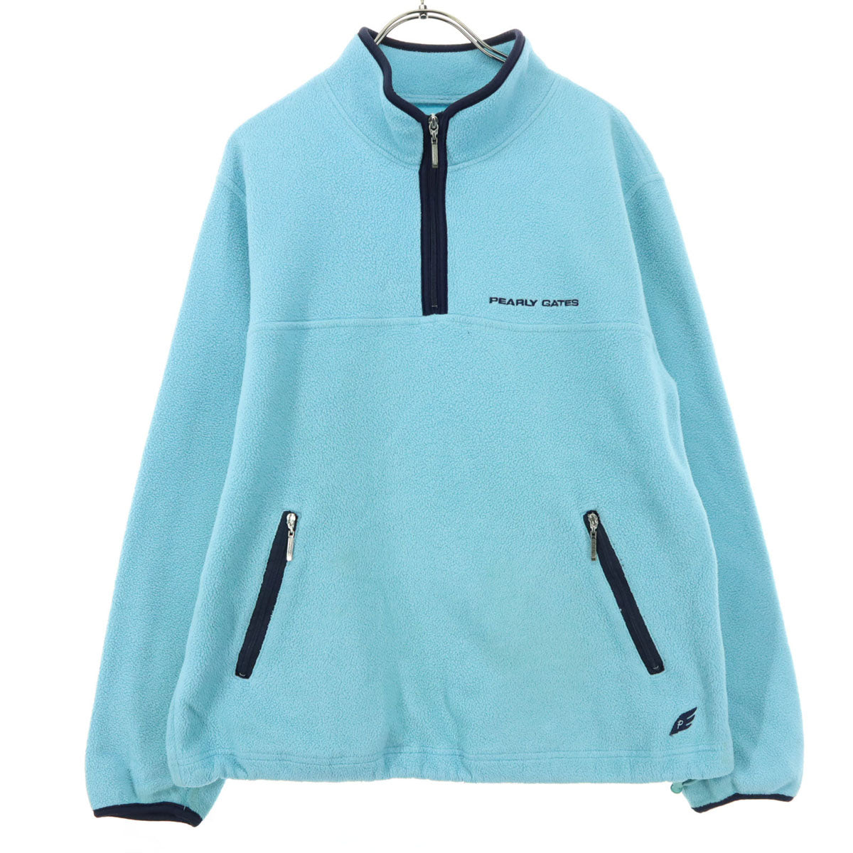 PEARLY GATES パーリーゲイツ POLARTEC 英字 長袖 ハーフジップ フリースジャケット 1 ライトブルー メンズ