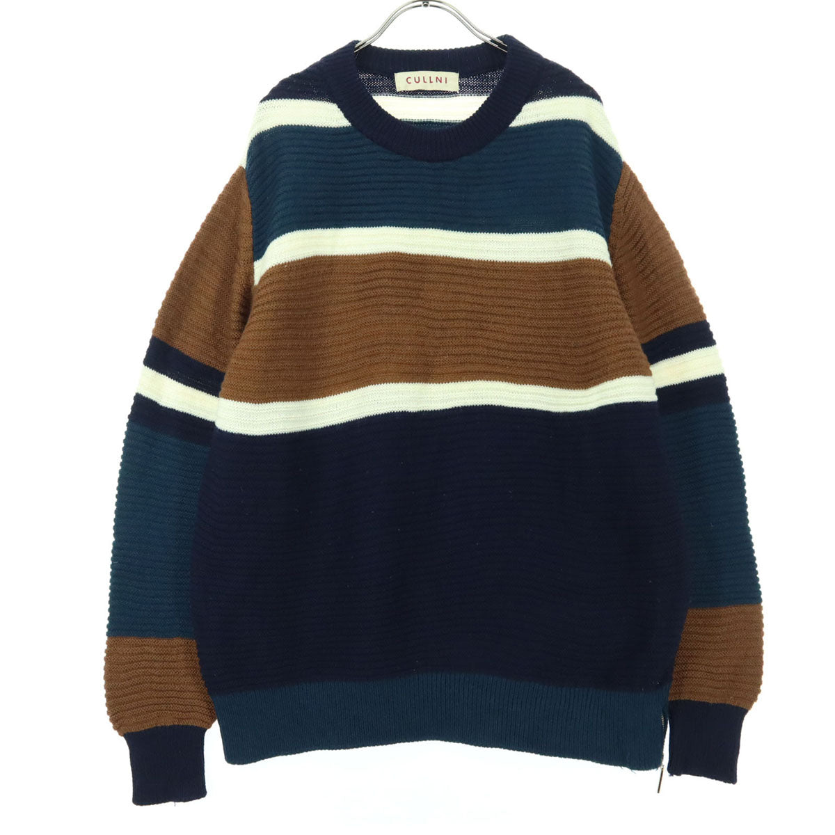 CULLNI クルニ 日本製 ボーダー柄 長袖 セーター 2 ネイビー レディース