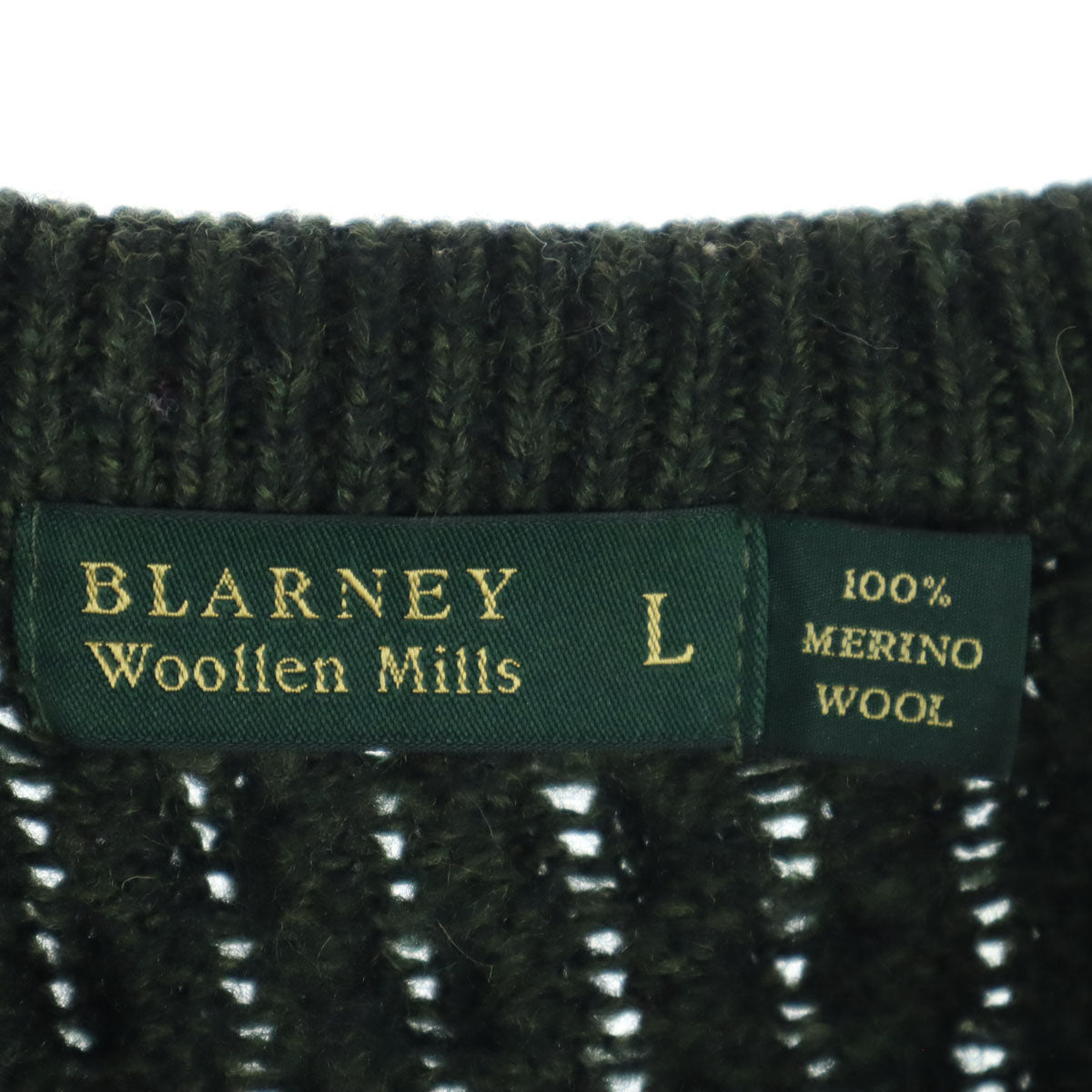 美品 BLARNEY Woollen Mills ウールブレンド 長袖 ニット L グリーン メンズ