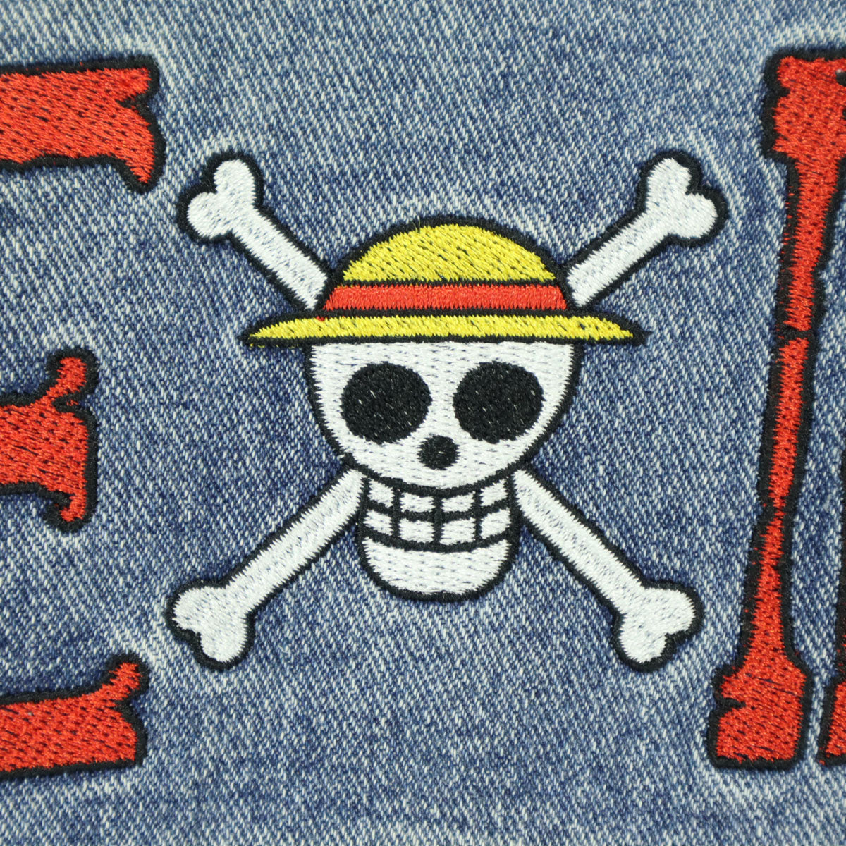 美品 ONE PIECE ワンピース EXIEEE イグジー コラボ キャラクターワッペン 長袖 デニムジャケット M ブルー系 メンズ