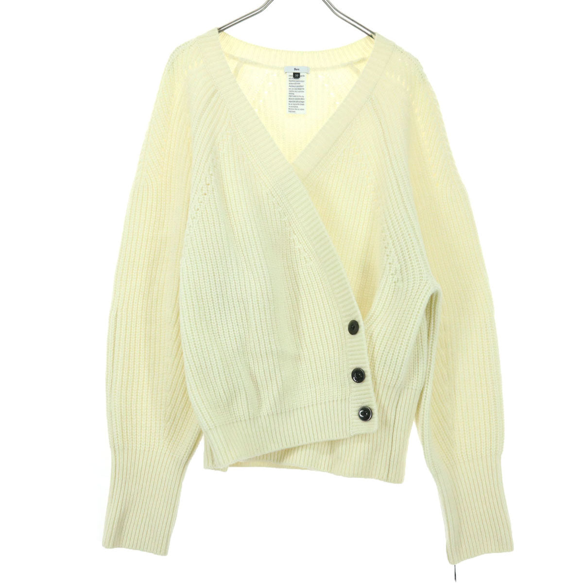 美品 Sov. ソブ 長袖 カシュクール ニットカーディガン 38 ホワイト レディース