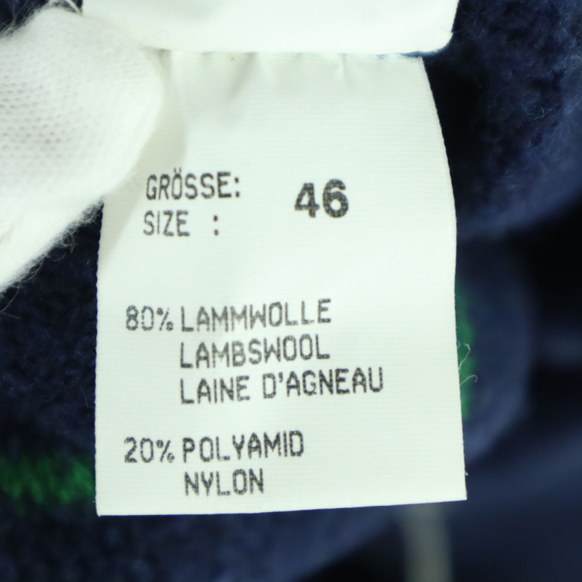 HUGO BOSS ヒューゴボス ドイツ製 アーガイル柄 長袖 ニット 46 ネイビー メンズ