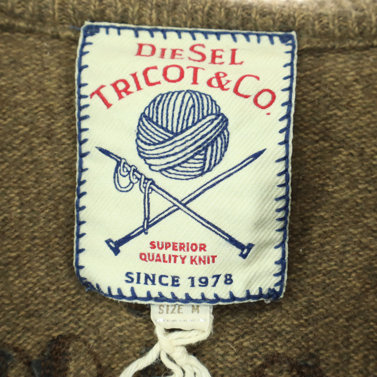 美品 DIESEL TRICOT&Co. ディーゼルトリコアンドコー 長袖 ハーフジップ ニット パーカー M ブラウン系 メンズ