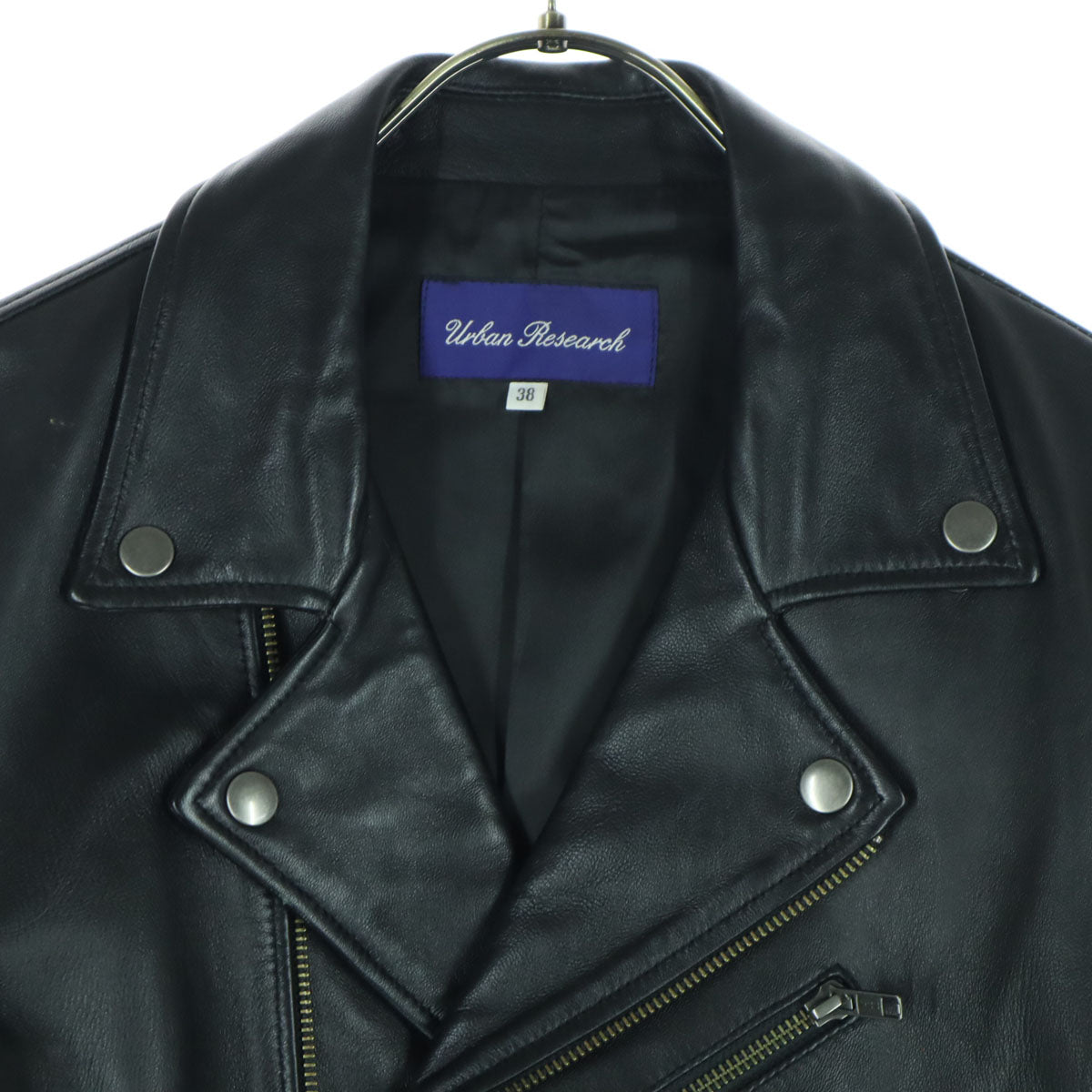 URBAN RESEARCH アーバンリサーチ 長袖 レザー ダブルライダースジャケット 38 ブラック 羊革 メンズ