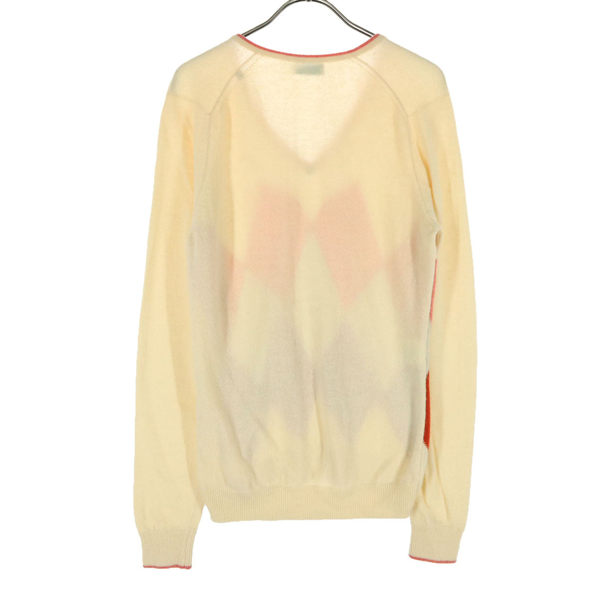 BALLANTYNE バランタイン イギリス製 ダイヤ柄 長袖 Vネック カシミヤ セーター 40 ベージュ系 レディース