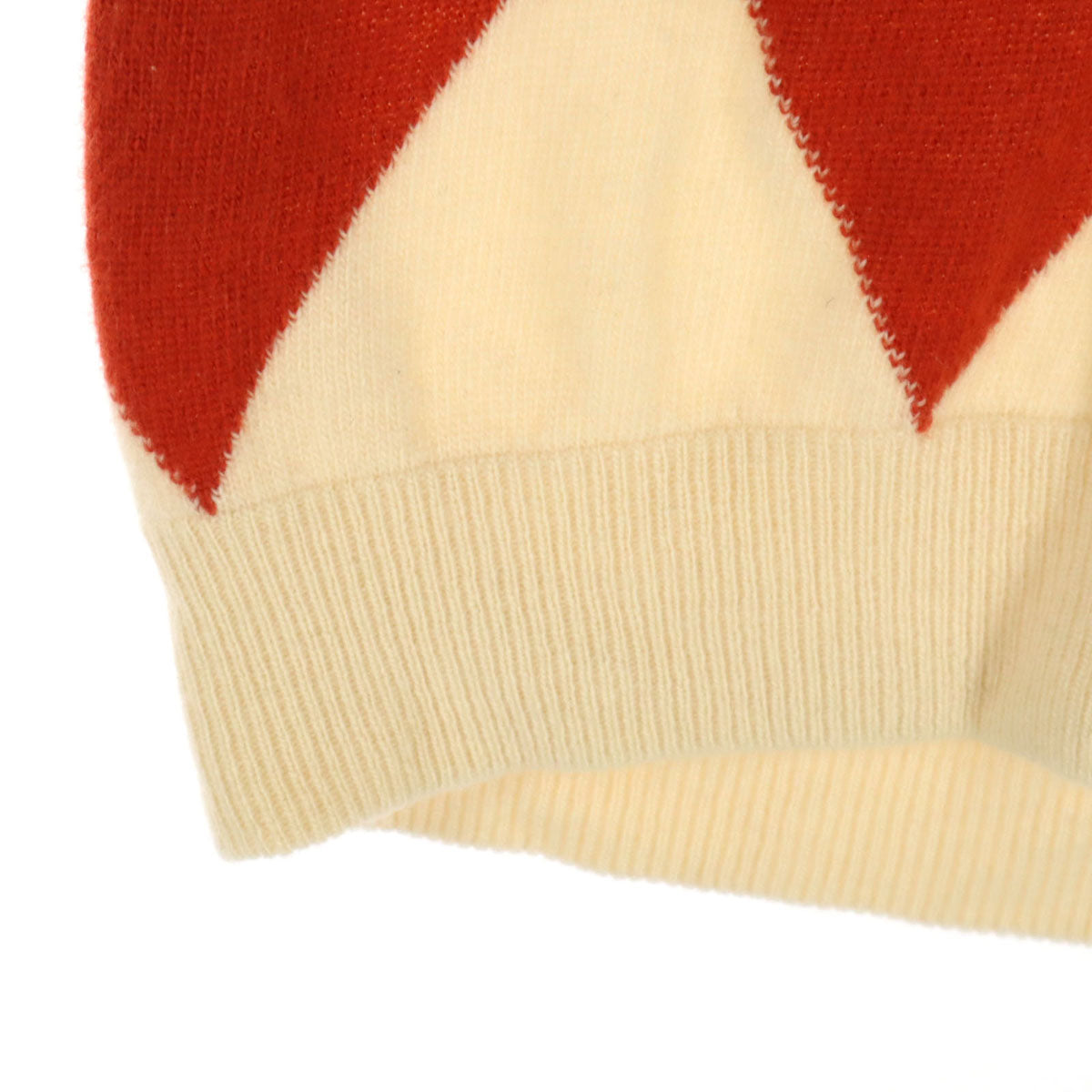 BALLANTYNE バランタイン イギリス製 ダイヤ柄 長袖 Vネック カシミヤ セーター 40 ベージュ系 レディース