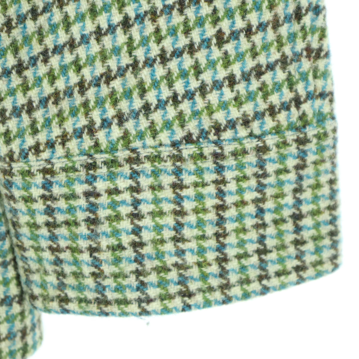 美品 HARRIS TWEED ハリスツイード 千鳥格子柄 長袖 ジップジャケット 48 グリーン メンズ