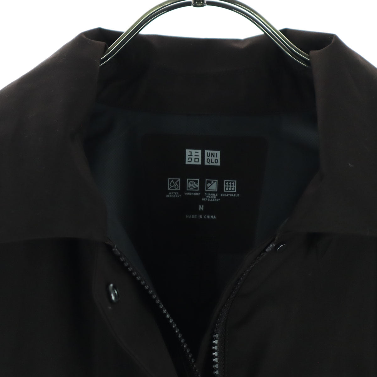 未使用 UNIQLO ユニクロ 長袖 コート M ダークブラウン フード取り外し可 レディース