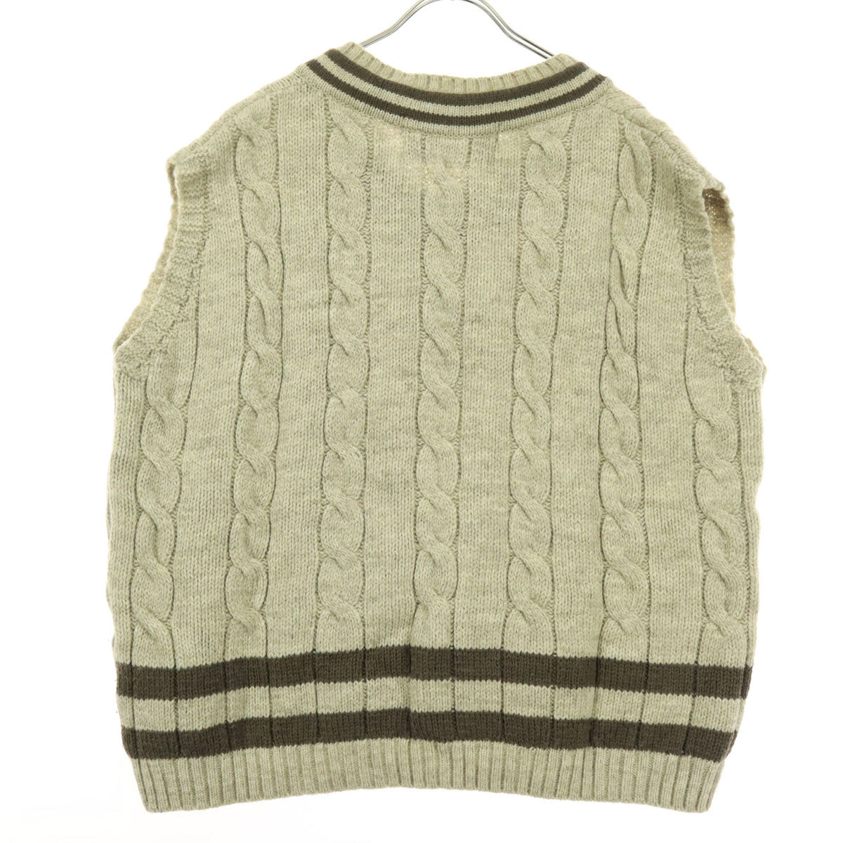 Oldderby Knitwear オールドダービーニットウェア 長袖 Vネック ニットベスト L ベージュ レディース
