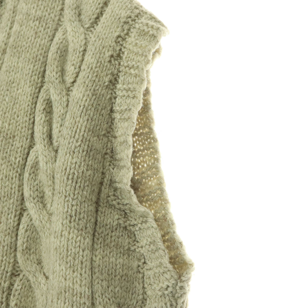 Oldderby Knitwear オールドダービーニットウェア 長袖 Vネック ニットベスト L ベージュ レディース