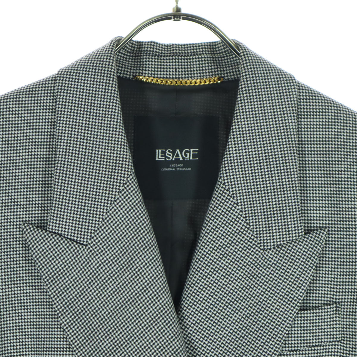 JOURNAL STANDARD L'ESSAGE ジャーナルスタンダードレサージュ 日本製 千鳥格子柄 長袖 ダブル テーラードジャケット ブラック系 レディース
