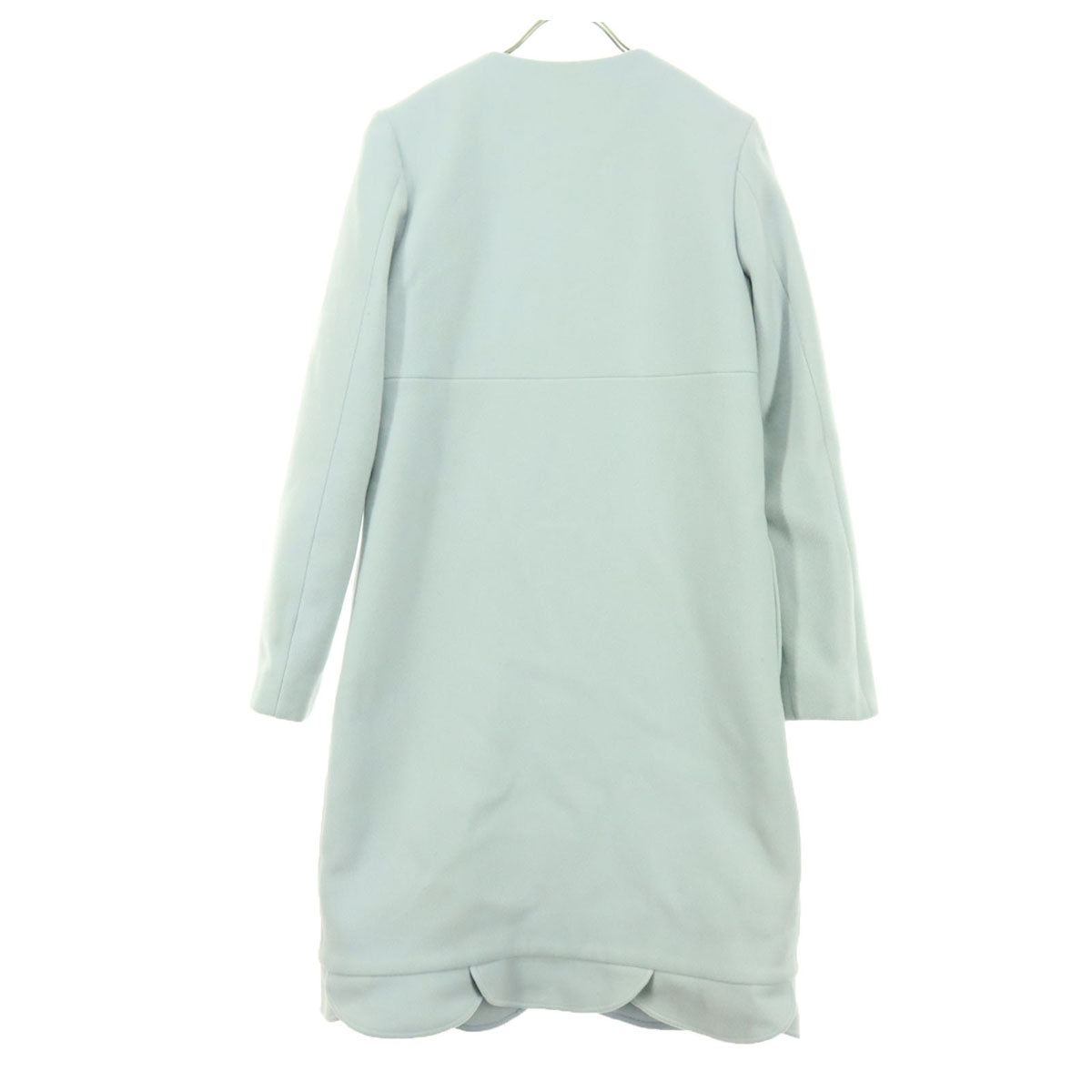 YOKO CHAN ヨーコチャン ノーカラー ウールコート 38 ライトブルー レディース