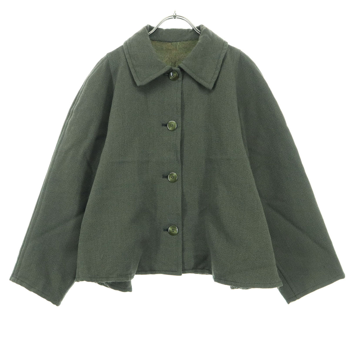 美品 Christian Dior クリスチャンディオール 80s 90s オールド 長袖 ウールジャケット 7 グレー ショート丈 レディース