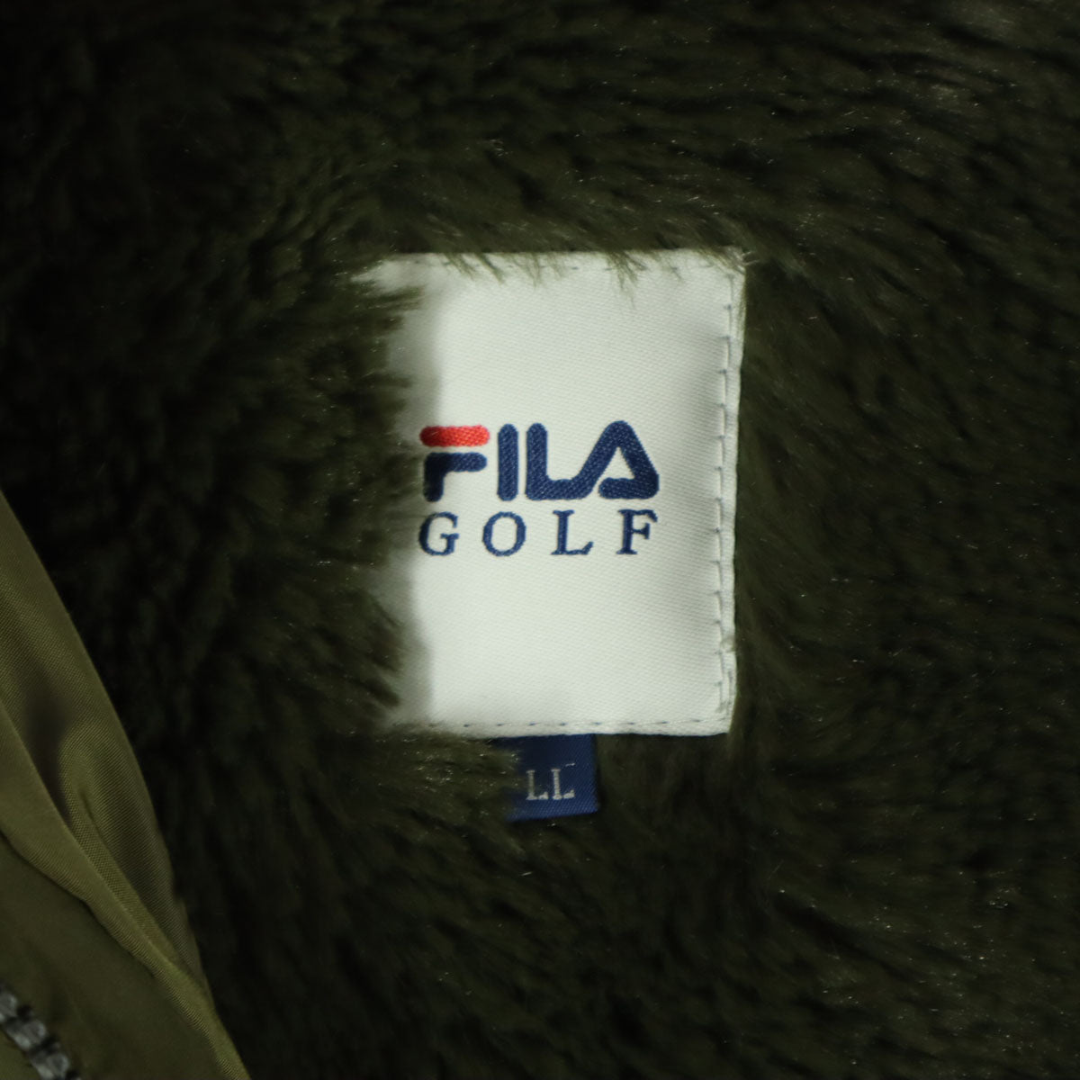 美品 FILA GOLF フィラゴルフ 長袖 ダウンコート LL カーキ フード取り外し可 レディース