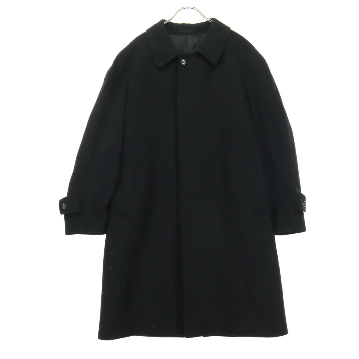 美品 CASHMERE BLEND カシミヤブレンド 長袖 カシミヤ ステンカラーコート A5 ブラック メンズ