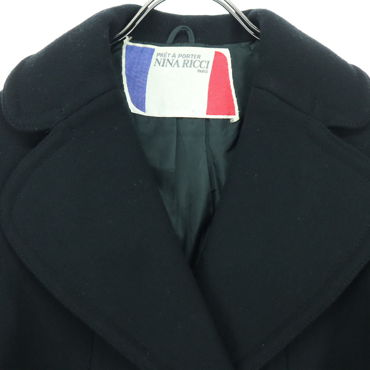 NINA RICCI ニナリッチ 長袖 ダブルブレスト ウールコート 9 ブラック レディース
