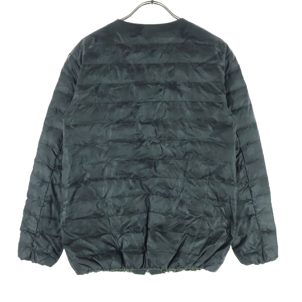 nano universe ナノユニバース リバーシブル 迷彩柄 長袖 西川ダウン ライトダウンジャケット 36 ブラック カーキグリーン レディース