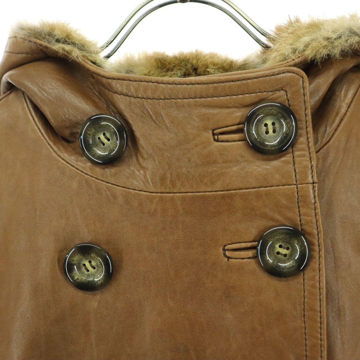 GRACE CONTINENTAL グレースコンチネンタル 長袖 フード付き レザーコート 36 ブラウン 羊革 レディース