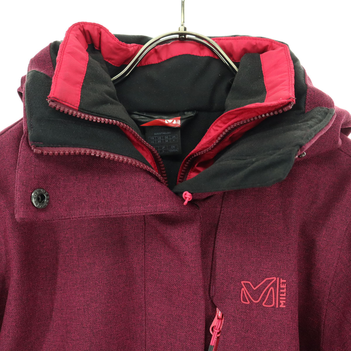 MILLET ミレー ワンポイントロゴ 長袖 3way マウンテンパーカー XS レッド レディース