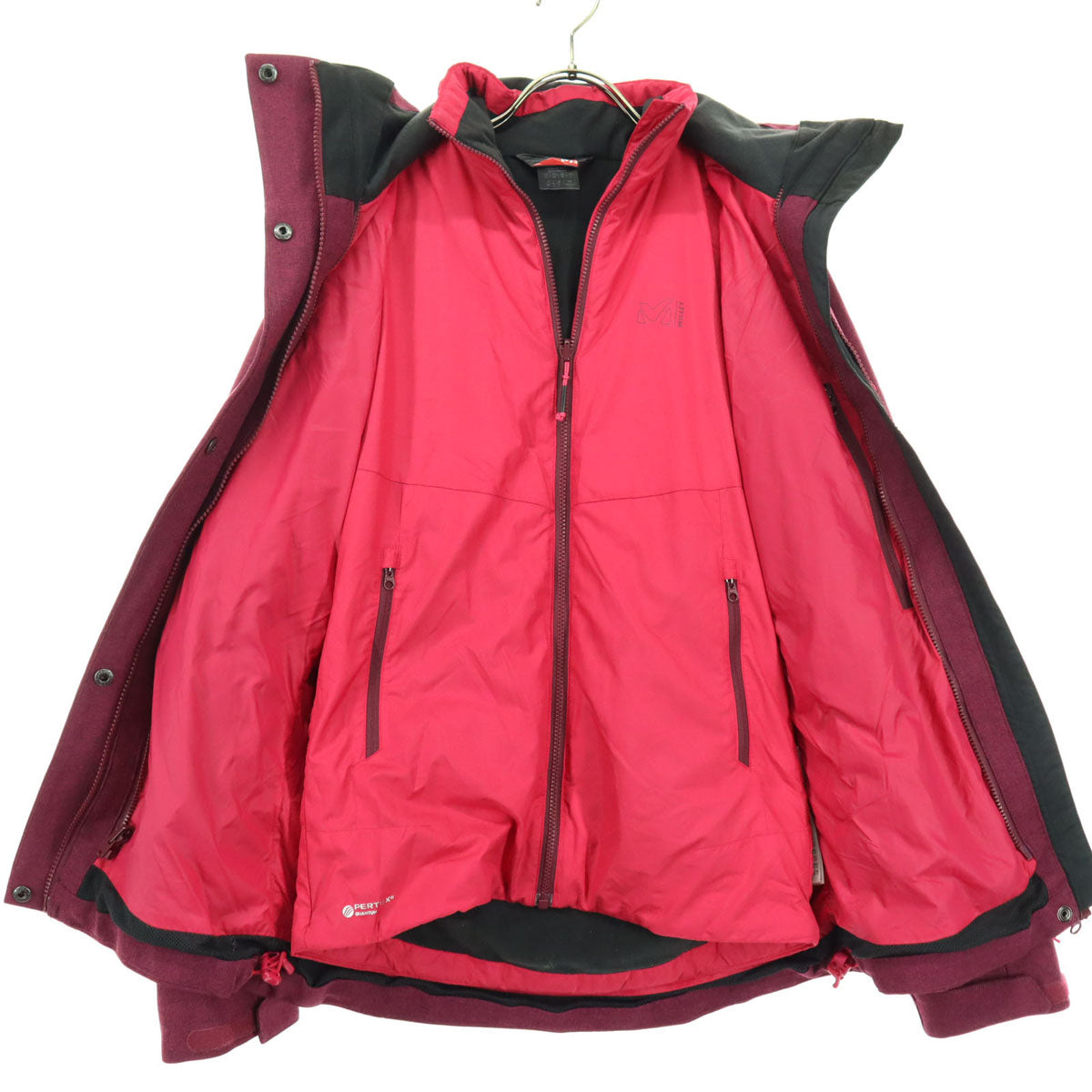 MILLET ミレー ワンポイントロゴ 長袖 3way マウンテンパーカー XS レッド レディース