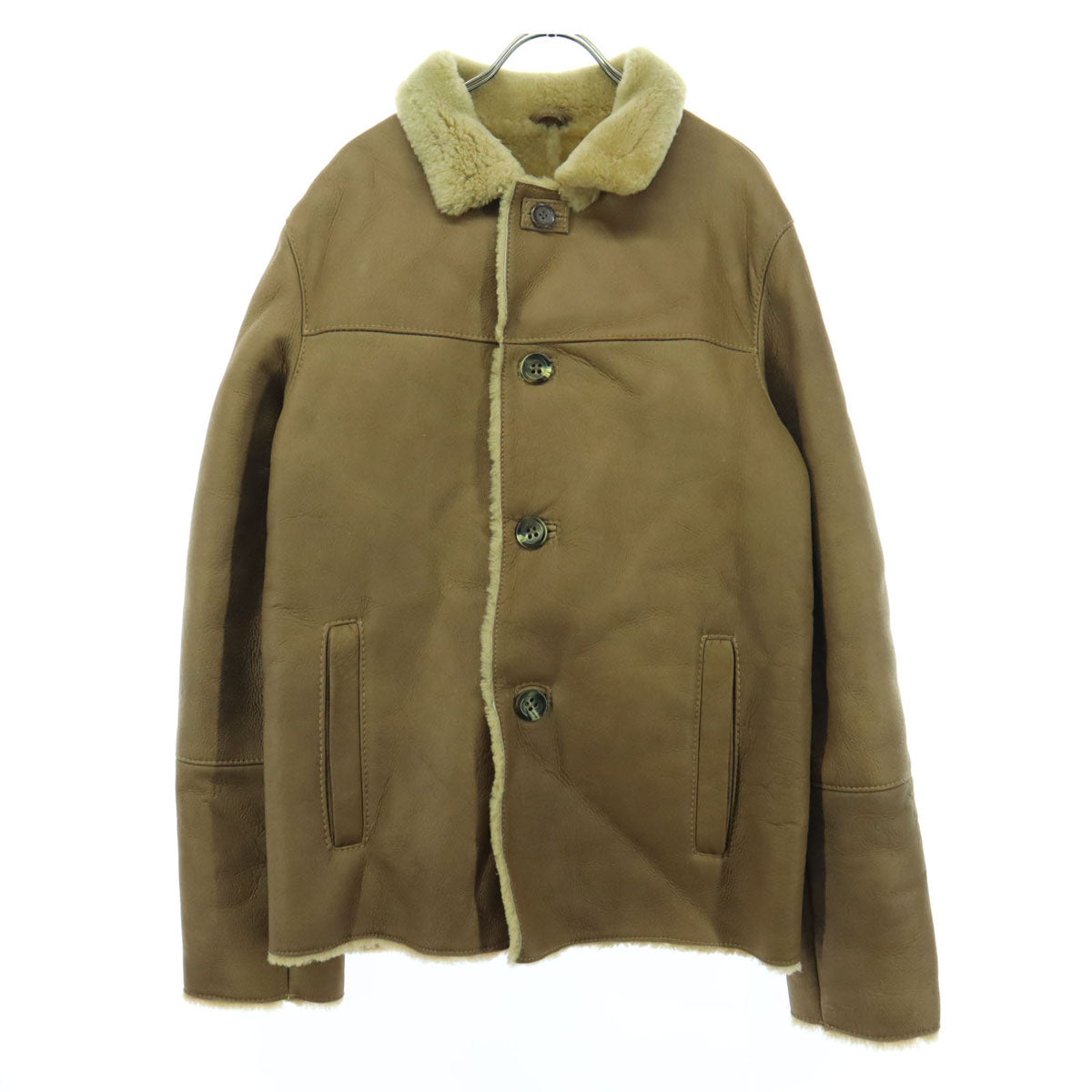 roberto massini ロベルトマッシーニ ブルガリア製 長袖 ムートンジャケット L ブラウン メンズ