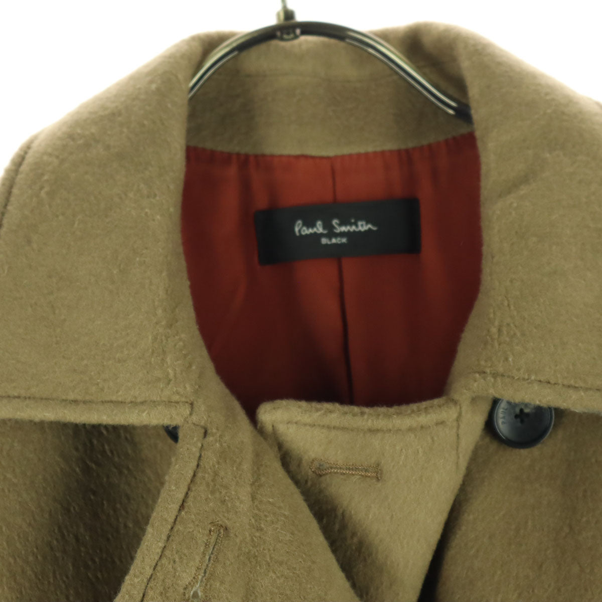 美品 PaulSmith BLACK ポールスミスブラック 長袖 ウール ダブルボタン コート 40 ブラウン系 レディース