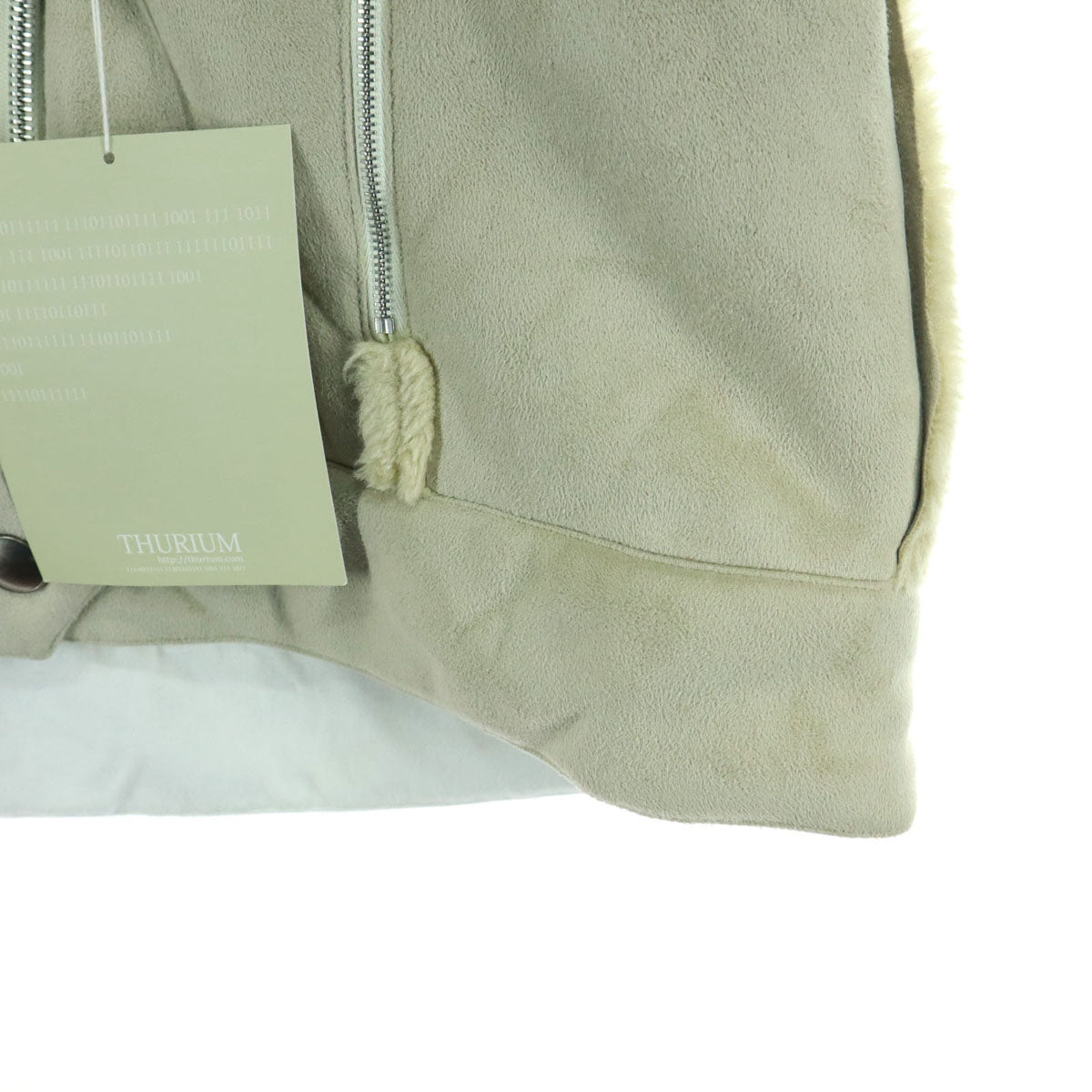 未使用 THURIUM スリウム 日本製 長袖 フェイク ムートンジャケット ベージュ レディース