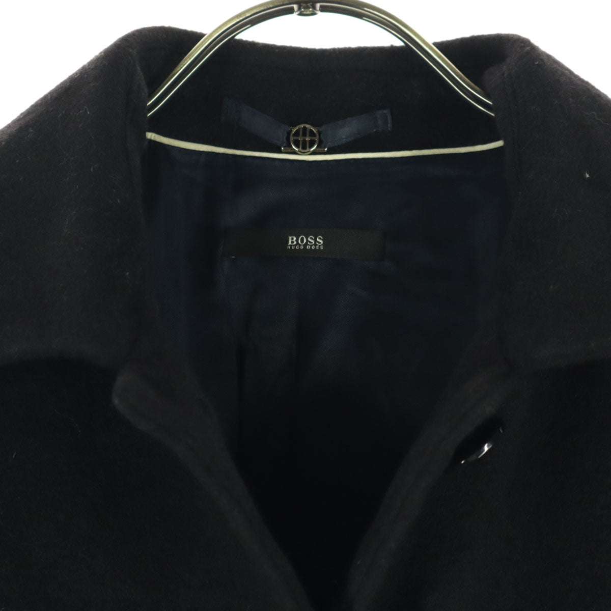 美品 HUGO BOSS ヒューゴボス ポーランド製 ベルテッド ロングコート 2 ブラック レディース