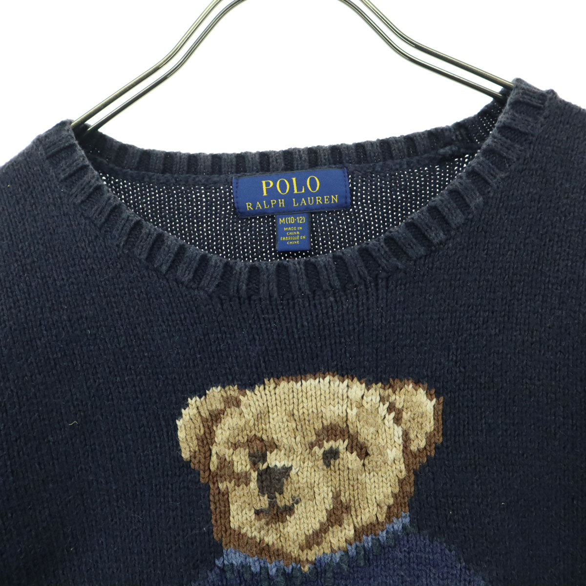 POLO RALPH LAUREN ポロラルフローレン ポロベアー アニマル柄 長袖 ニット M ネイビー POLO BEAR キッズ
