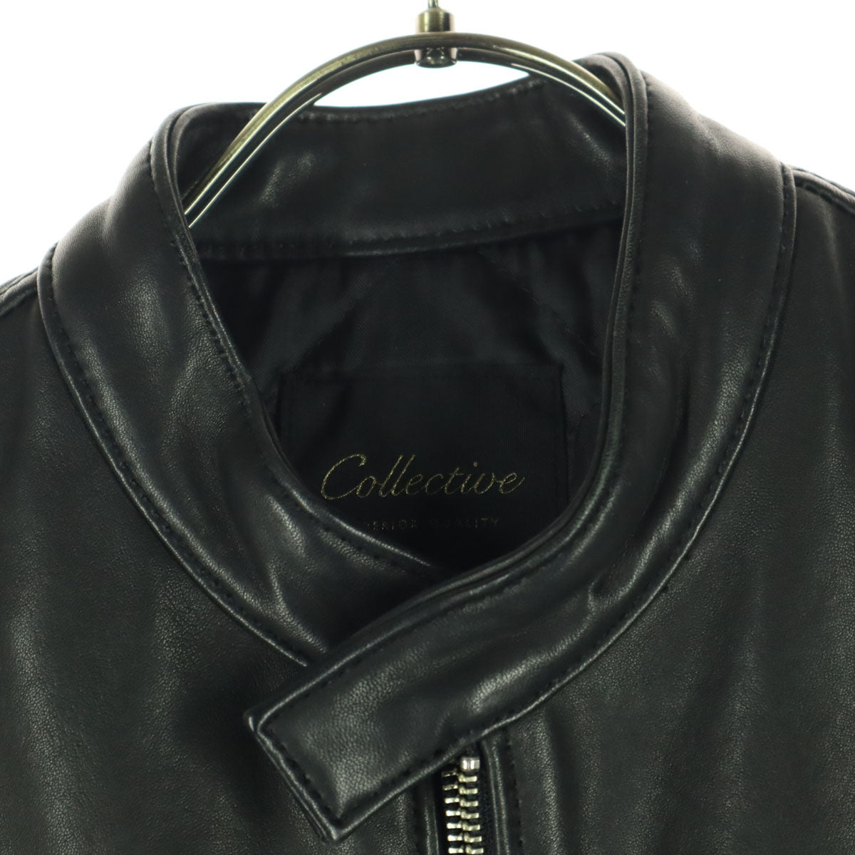 collective コレクティブ 長袖 レザー シングルライダースジャケット S ブラック 羊革 レディース