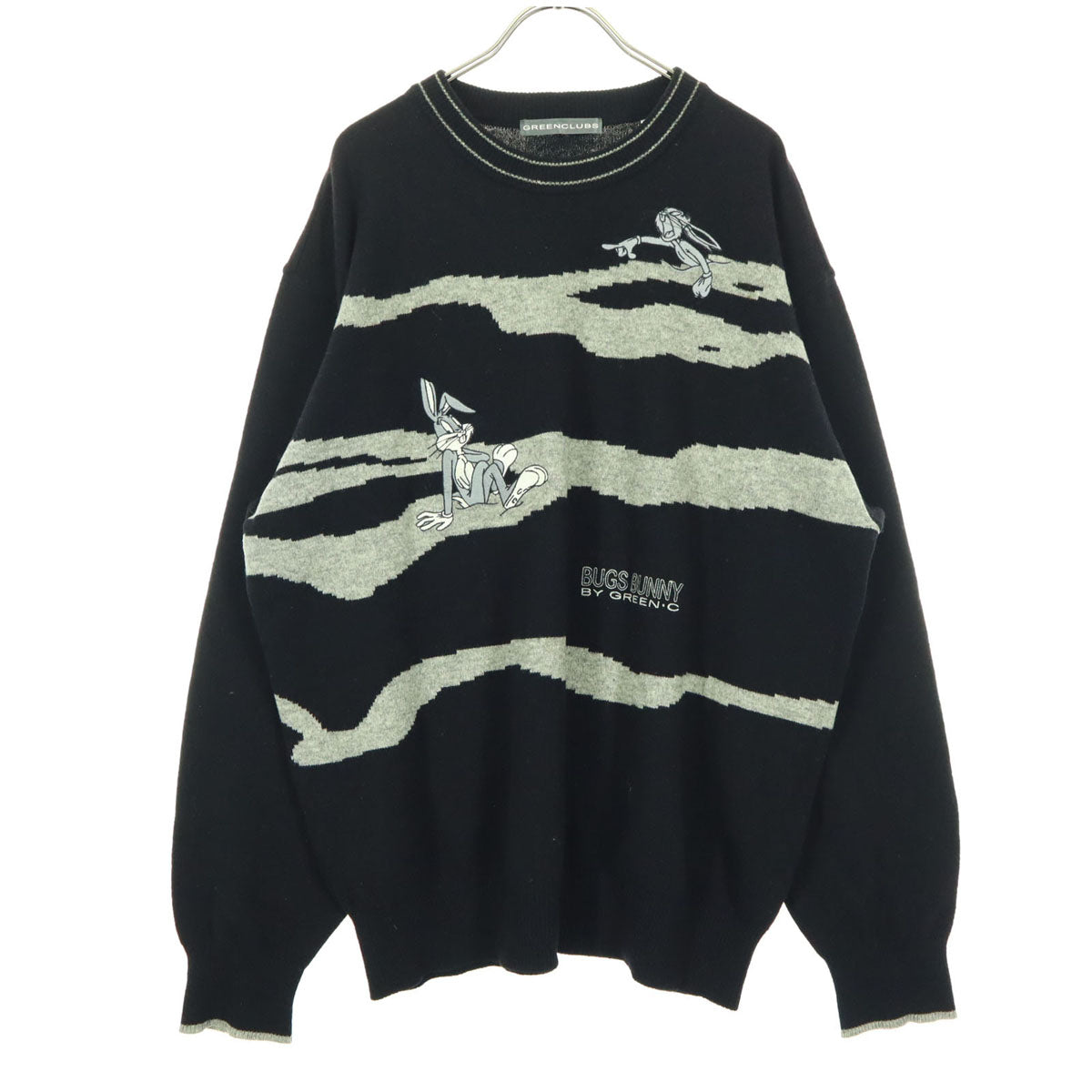 GREENCLUBS グリーンクラブ 日本製 カシミヤ混 キャラクター 長袖 セーター 4 ブラック メンズ