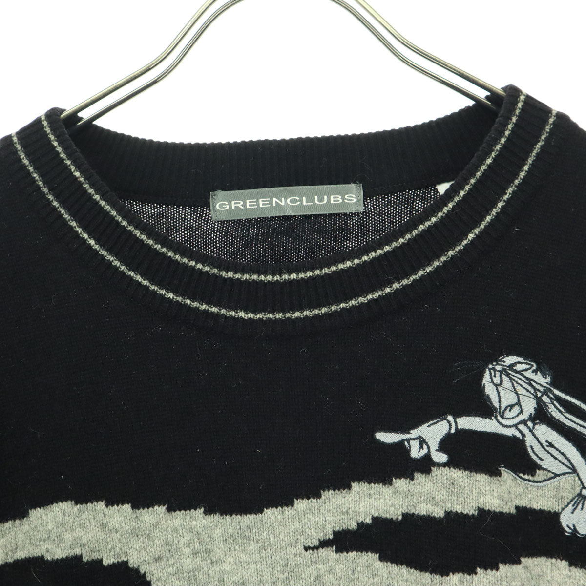 GREENCLUBS グリーンクラブ 日本製 カシミヤ混 キャラクター 長袖 セーター 4 ブラック メンズ