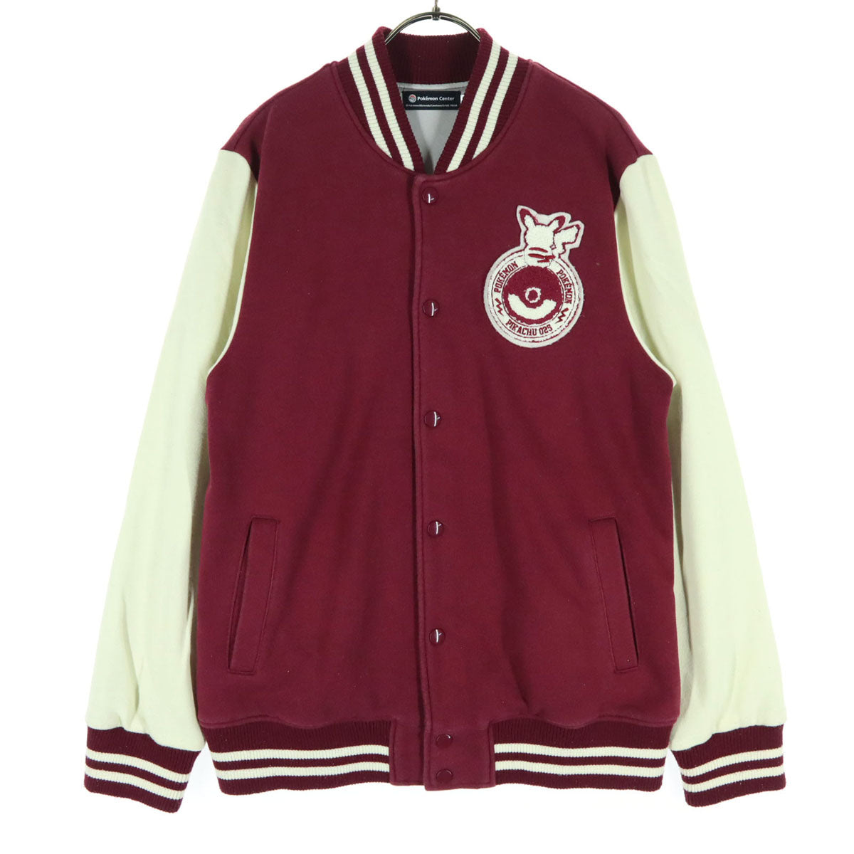 Pokemon Center ポケモンセンター ワッペン 長袖 スタジャン M ワインレッド ピカチュウ メンズ