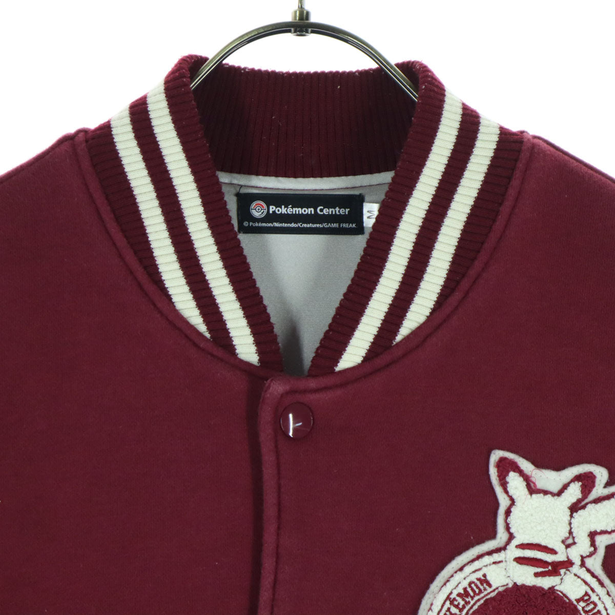 Pokemon Center ポケモンセンター ワッペン 長袖 スタジャン M ワインレッド ピカチュウ メンズ