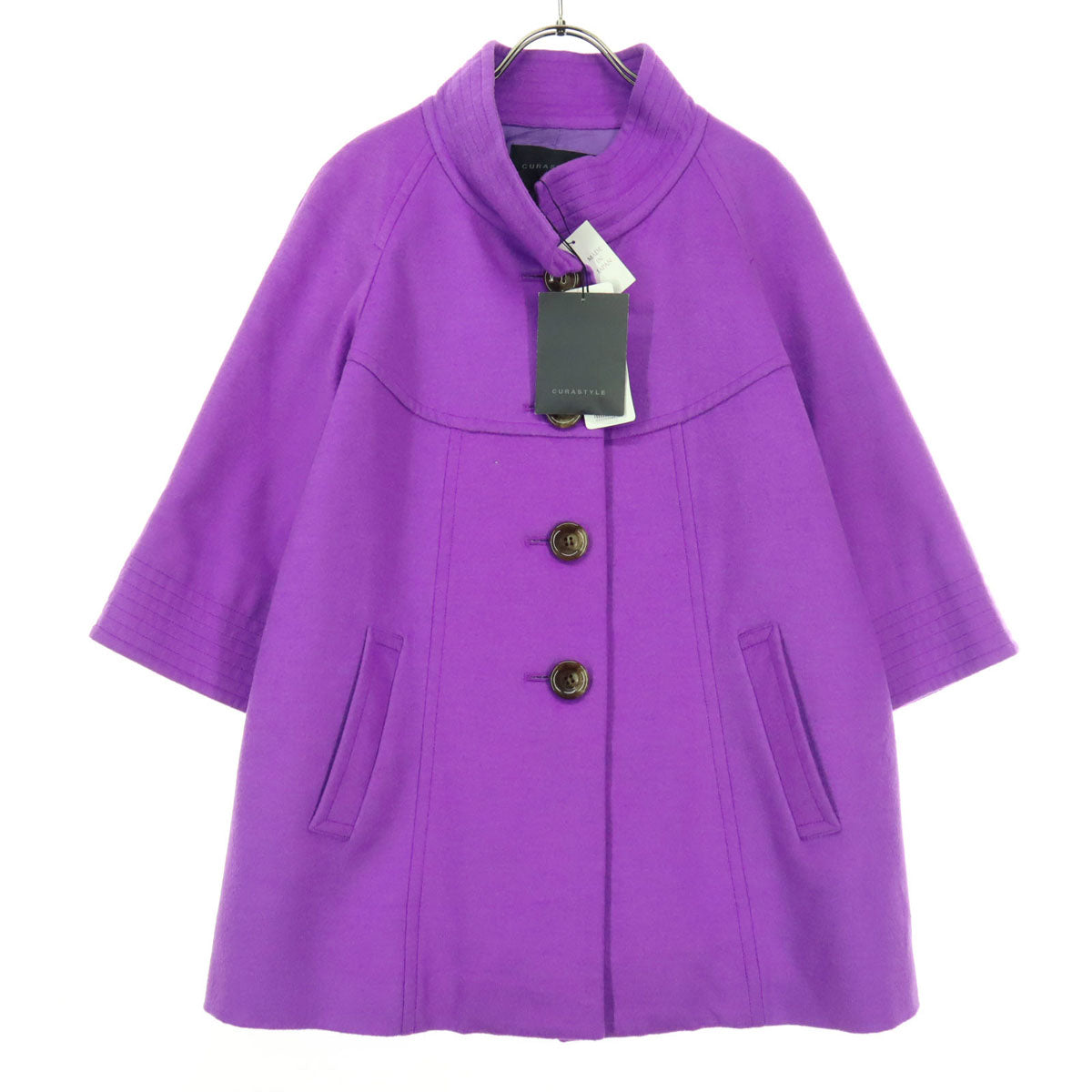 curastyle キュアスタイル 日本製 長袖 ウールコート 40 パープル レディース