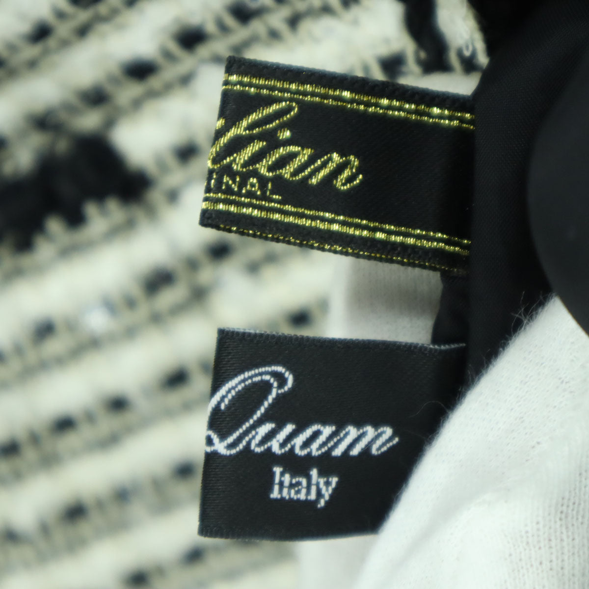 Leilian レリアン 日本製 総柄 長袖 ノーカラー ツイードジャケット 9 アイボリー系 レディース