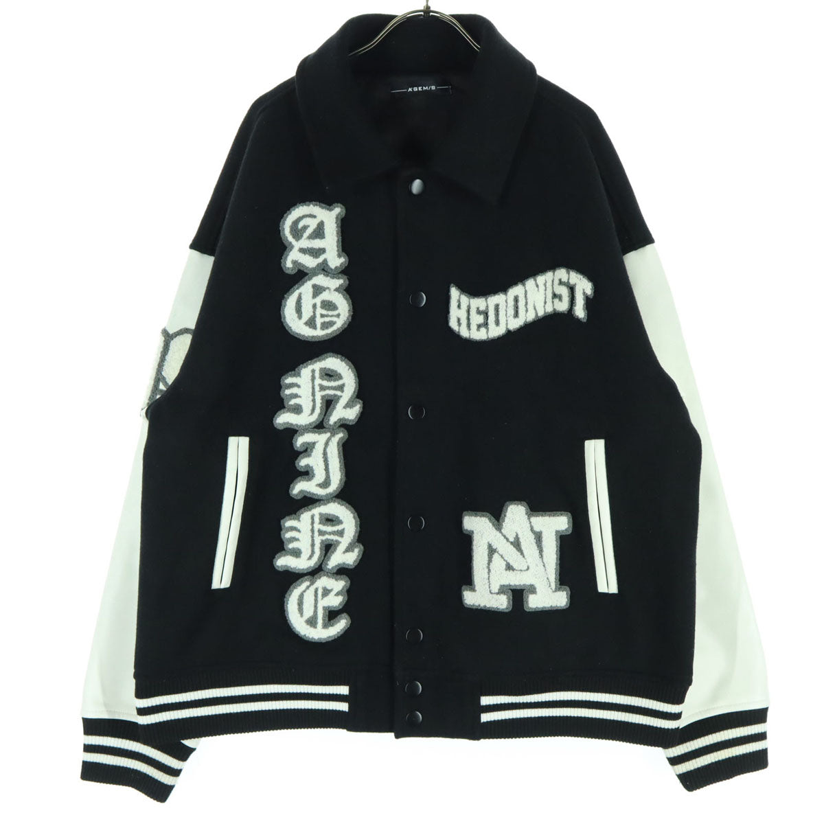 A'GEM/9 エージェムナイン 長袖 スタジャン F ブラック メンズ