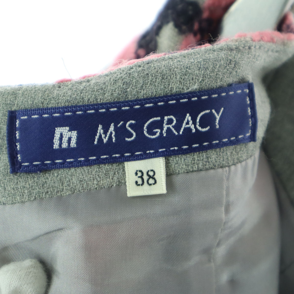 美品 M'S GRACY エムズグレイシー 日本製 チェック柄 ツイード ミニスカート 38 ピンク系 レディース
