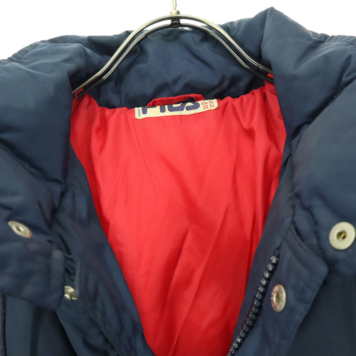 FILA フィラ 90s イタリア製 オールド 長袖 中綿入り フーディジャケット 36 ネイビー ウエスタンヨーク メンズ