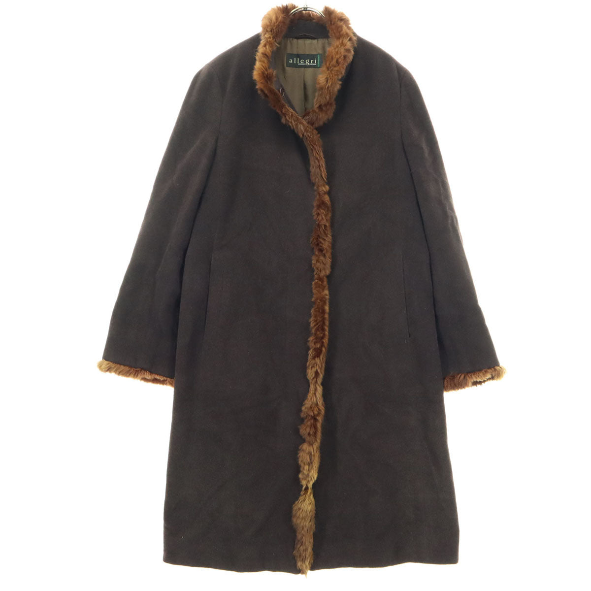 美品 Allegri アレグリ 日本製 長袖 アンゴラ コート 11AR ブラウン レディース