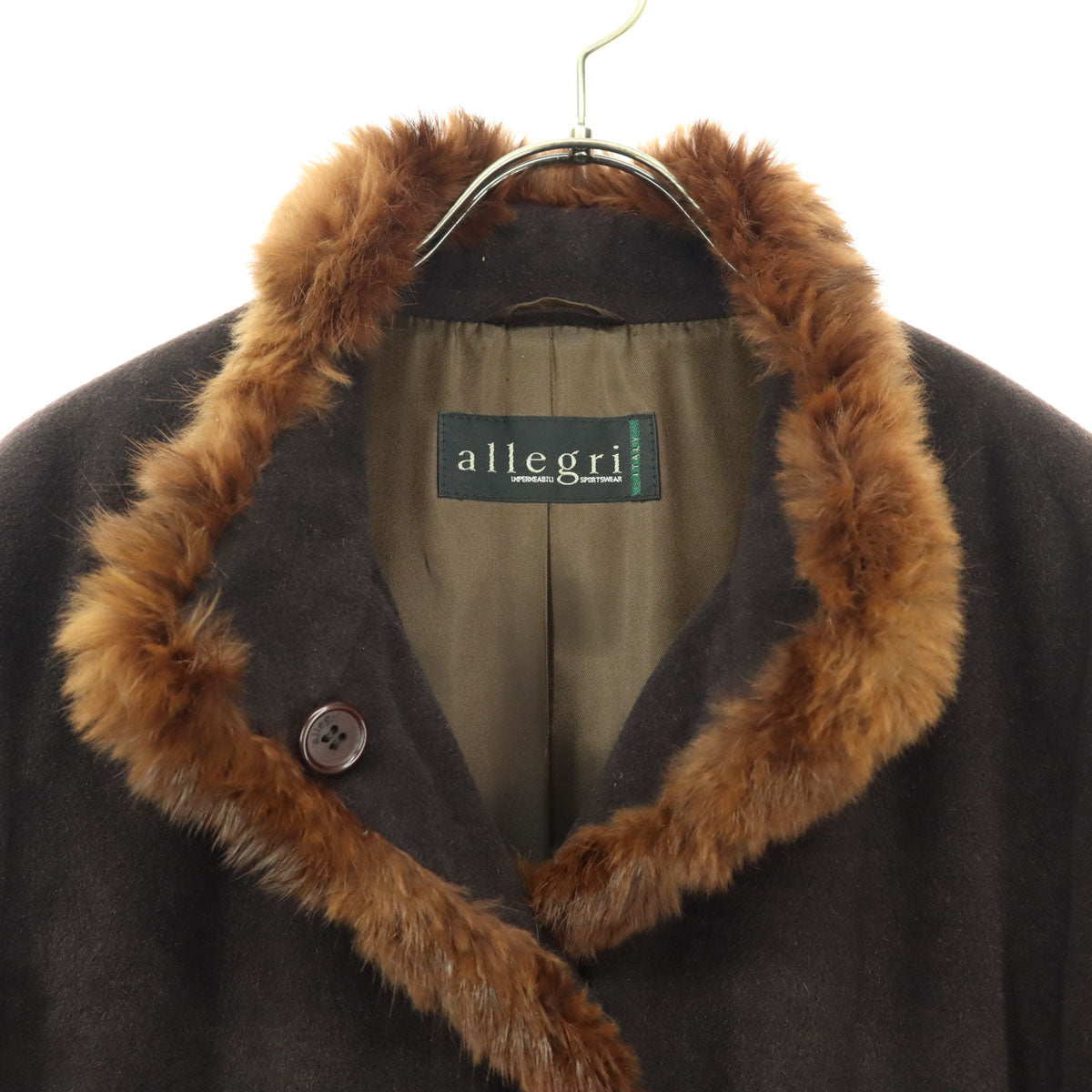 美品 Allegri アレグリ 日本製 長袖 アンゴラ コート 11AR ブラウン レディース