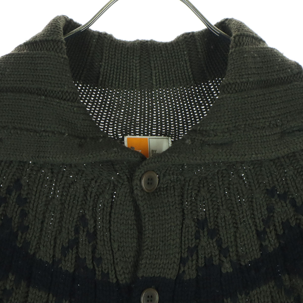 E.Z BY ZEGNA イージーバイゼニア ノルディック柄 ツートンカラー 長袖 タートルネック ニット L カーキ メンズ